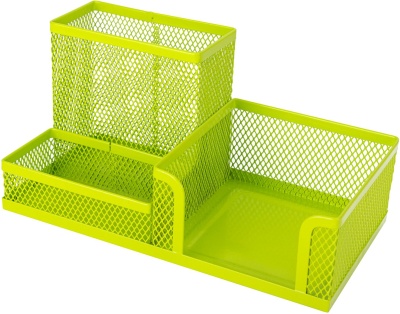 Подставка Deli E9154 3отд. для письменных принадлежностей 80x80x90мм ассорти металл сетка