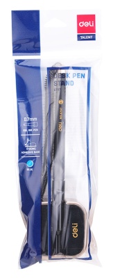 Ручка гелев. Deli E6797black черный d=0.7мм черн. черн. на подставке линия 0.55мм