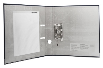 Папка-регистратор Silwerhof 355020-01 A4 50мм ПВХ/бумага черный мет.окант. сборная смен.карм. на кор.