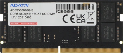Память DDR5 16GB 5600MHz A-Data AD5S560016G-B Tray PC5-44800 CL46 SO-DIMM 262-pin 1.1В single rank Tray
