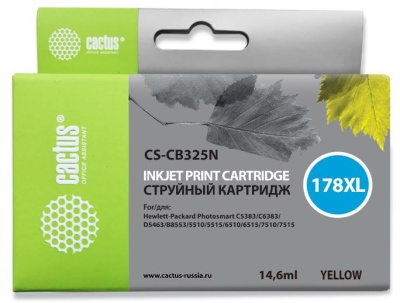 Картридж струйный Cactus CS-CB325N(CS-CB325) №178XL желтый (14.6мл) для HP PS B8553/C5383/C6383/D5463 с чипом