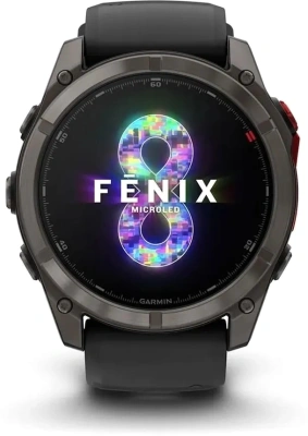 Смарт-часы Garmin Fenix 8 Pro 51мм 1.4" MicroLED корп.угольно-серый рем.черный разм.брасл.:127-225мм (010-03380-01)