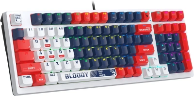 Клавиатура A4Tech S98 Sports механическая синий/белый USB for gamer LED (S98 SPORTS NAVY BLMS RED PLUS) кабель 1.8м