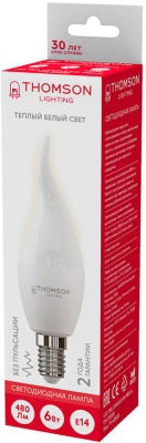 Лампа светодиодная Thomson TH-B2025 6Вт цок.:E14 свеча 220B св.свеч.бел.теп. Tail Candle (упак.:1шт)