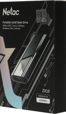 Накопитель SSD Netac USB-C 1TB NT01ZX10-001T-32BK ZX10 черный
