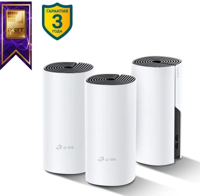 Бесшовный Mesh роутер TP-Link Deco M4 (DECO M4(3-PACK)) AC1200 10/100/1000BASE-TX белый (упак.:3шт)