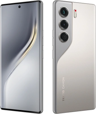 Смартфон Tecno Camon 40 Pro 5G 256Gb 8Gb титановый моноблок 3G 4G 2Sim 6.78" 1080x2436 Android 15 50Mpix 802.11 a/b/g/n/ac/ax NFC GPS GSM900/1800 GSM1900 Protect FM
