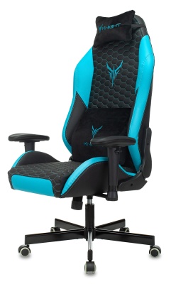 Кресло игровое Knight Neon черный/голубой соты экокожа с подголов. крестов. металл