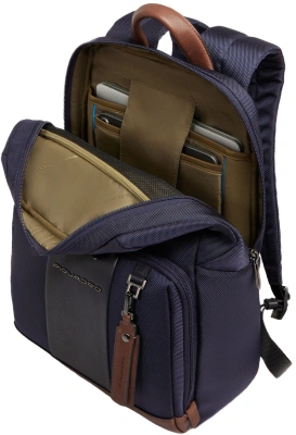 Рюкзак Piquadro Brief2 CA3214BR2/BLUCU темно-синий/коричневый нейлон/натур.кожа