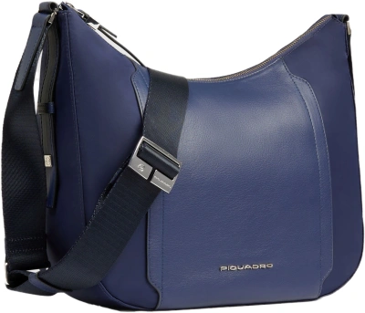 Сумка женская Piquadro Lyra BD6657W92T/BLU темно-синяя нейлон/натур.кожа