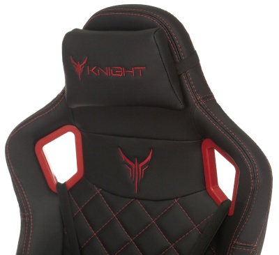 Кресло игровое Knight Titan черный/красный ромбик экокожа с подголов. крестов. металл
