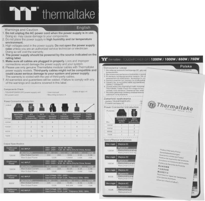 Блок питания Thermaltake ATX 1000W Toughpower GF3 Gen.5 80+ gold 24pin APFC 135mm fan 12xSATA Cab Manag RTL