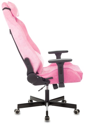 Кресло игровое Knight N1 Fabric розовый Velvet 36 с подголов. крестов. металл