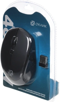Мышь Оклик 488MW черный оптическая 1600dpi беспров. USB для ноутбука 4but (1196560)