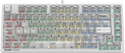 Клавиатура A4Tech MS76 механическая белый USB Multimedia for gamer LED кабель 1.8м