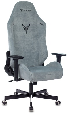 Кресло игровое Knight N1 Fabric серо-голубой Light-28 с подголов. крестов. металл