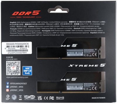 Память DDR5 2x16GB 7600MHz Patriot PVX532G76C36K Viper Xtreme 5 RTL Gaming PC5-60800 CL36 DIMM UDIMM ECC 288-pin 1.1В с радиатором Ret