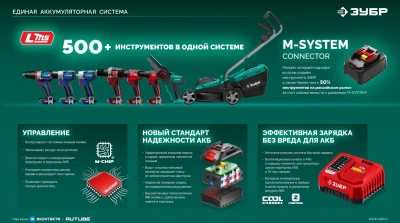 Триммер электрический Зубр ТАБ-2031 аккум. 350Вт 0.5л.с. неразбор.штан. реж.эл.:леска