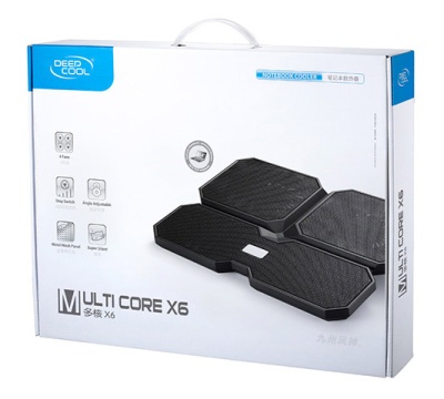 Подставка для ноутбука Deepcool Multi Core X6 (DP-N422-MCX6) 15.6" 380x295x24мм 30.9дБ 2xUSB 4x 900г черный