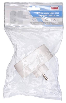 Сетевой разветвитель Buro BU-PS2G-W (2 розетки) белый (пакет ПЭ)