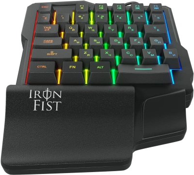 Игровой блок Оклик 701G IRON FIST черный USB for gamer LED (подставка для запястий) (1196590) кабель 1.8м