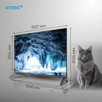 Телевизор QLED Vitek 43" VT-43QUBS500 Google TV Frameless черный 4K Ultra HD 60Hz MEMC DVB-T DVB-T2 DVB-C DVB-C2 DVB-S DVB-S2 USB WiFi Smart TV