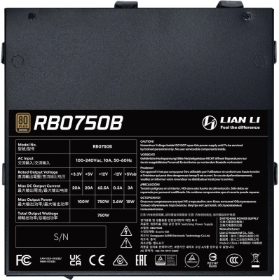 Блок питания Lian-Li ATX 750W BX0750B Gen.5 80+ bronze (20+4pin) APFC 120mm fan 5xSATA RTL