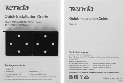 Коммутатор Tenda TEG1016G (L2) 16x1Гбит/с неуправляемый