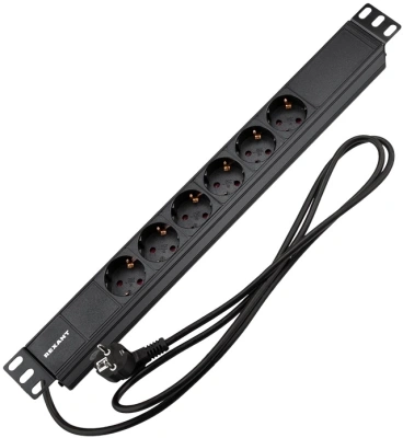 Блок распределения питания Rexant 04-0101-1 гор.размещ. 6xSchuko базовые 16A Schuko 2м