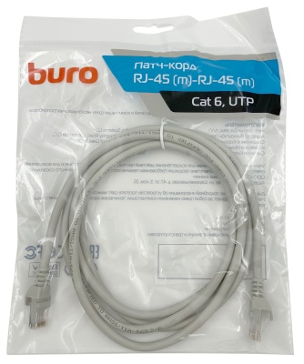 Патч-корд Buro UTP-6-2M-G UTP 4 пары cat.6 CCA molded 2м серый RJ-45 (m)-RJ-45 (m)