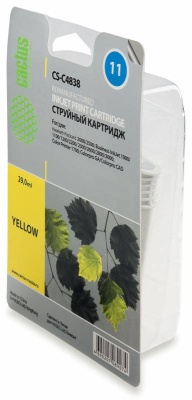 Картридж струйный Cactus CS-C4838 №11 желтый (29мл) для HP BIJ 1000/1100/1200/2200/2300/2600/2800 с чипом