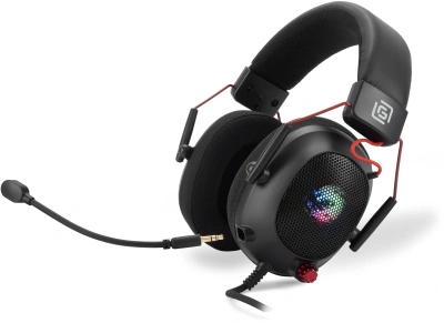 Наушники с микрофоном Оклик HS-L305G черный/красный 2м мониторные оголовье (2060511)