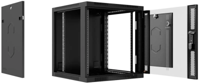 Шкаф коммутационный Cabeus (SH-05F-6U60/35-BK) настенный 6U 600x350мм пер.дв.стекл 30кг черный 290мм 14кг 220град. 368мм IP20 сталь