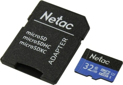 Флеш карта microSDHC 32GB Netac NT02P500STN-032G-R P500 + adapter