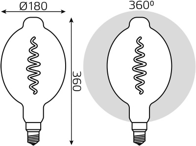 Лампа филам. Gauss Filament Vintage 8.5Вт цок.:E27 шар 220B св.свеч.бел.теп. (упак.:1шт) (152802005)