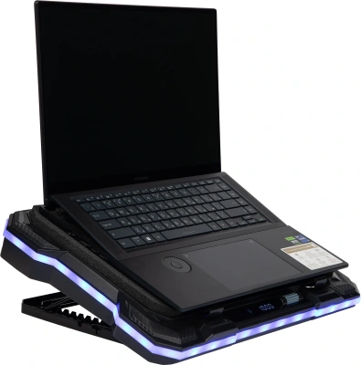 Подставка для ноутбука Digma D-NCP190-1x100RGB 19" 428x316x58мм 52дБ 2xUSB 1x 140ммFAN 1280г Fan-control металл/пластик черный