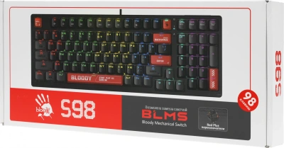 Клавиатура A4Tech S98 механическая красный/красный USB for gamer LED (S98 RED) кабель 1.8м