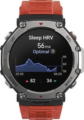 Смарт-часы Amazfit T-Rex 3 A2323 48.5мм 1.5" AMOLED корп.темно-серый рем.красный разм.брасл.:145-210мм (6970100374940)