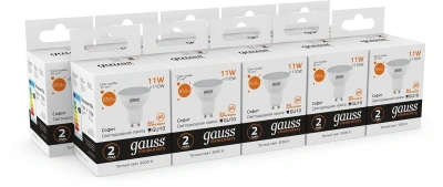 Лампа светодиодная Gauss Elementary 13611 11Вт цок.:GU10 софит 180B св.свеч.бел.теп. (упак.:1шт)