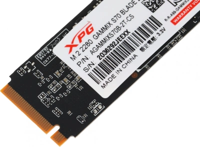 Накопитель SSD A-Data PCIe 4.0 x4 2TB AGAMMIXS70B-2T-CS XPG Gammix S70 Blade M.2 2280