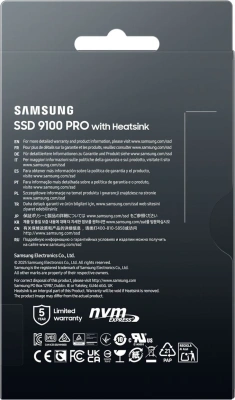 Накопитель SSD Samsung PCIe 5.0 x4 4TB MZ-VAP4T0CW 9100 Pro M.2 2280
