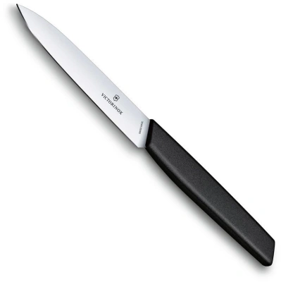 Нож кухонный Victorinox Swiss Modern (6.9003.10) стальной универсальный для чистки овощей и фруктов лезв.100мм прямая заточка черный