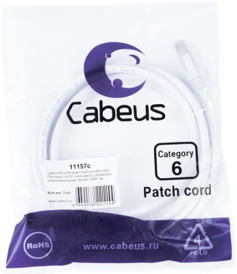 Патч-корд Cabeus PC-UTP-RJ45-CAT.6-2M-WH-LSZH U/UTP RJ-45 вил.-вилка RJ-45 кат.6 2м белый LSZH
