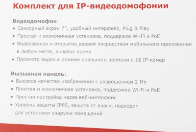 Комплект домофона HiWatch DS-D100IKWF(B) белый