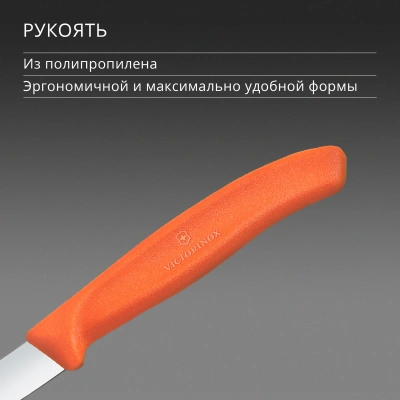 Нож кухонный Victorinox Swiss Classic (6.7609.C1) стальной универсальный для чистки овощей и фруктов лезв.80мм прямая заточка оранжевый