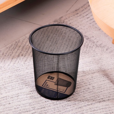 Корзина для бумаг Deli E9188 круглая 10л. мет.сетка черный (12 шт. в упаковке)