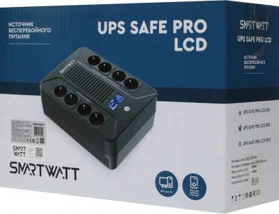 Источник бесперебойного питания Smartwatt Safe Pro LCD 480Вт 800ВА черный