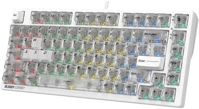 Клавиатура A4Tech MS76 механическая белый USB Multimedia for gamer LED кабель 1.8м