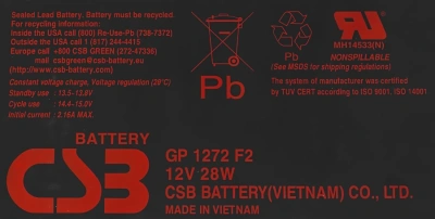 Батарея для ИБП CSB GP1272 F2 (12V28W) 12В 7.2Ач