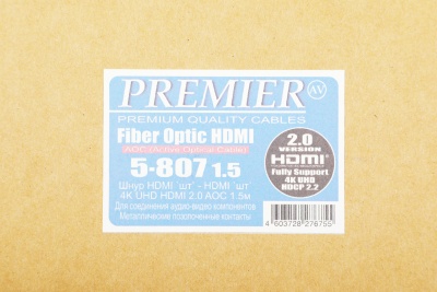 Кабель соединительный аудио-видео Premier 5-807 HDMI (m)/HDMI (m) 1.5м. черный (5-807 1.5)